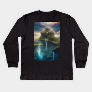 The Deteriorating Castle and Flourishing Waterfalls Kids Long Sleeve T-Shirt